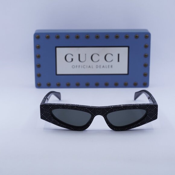 Gucci GG1779S 010 Cat Eye Sunglasses - Black with Metal Stud Detail\\Grey main image 9